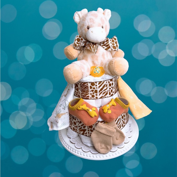 Giraffe Diaper Cake Safari Themed